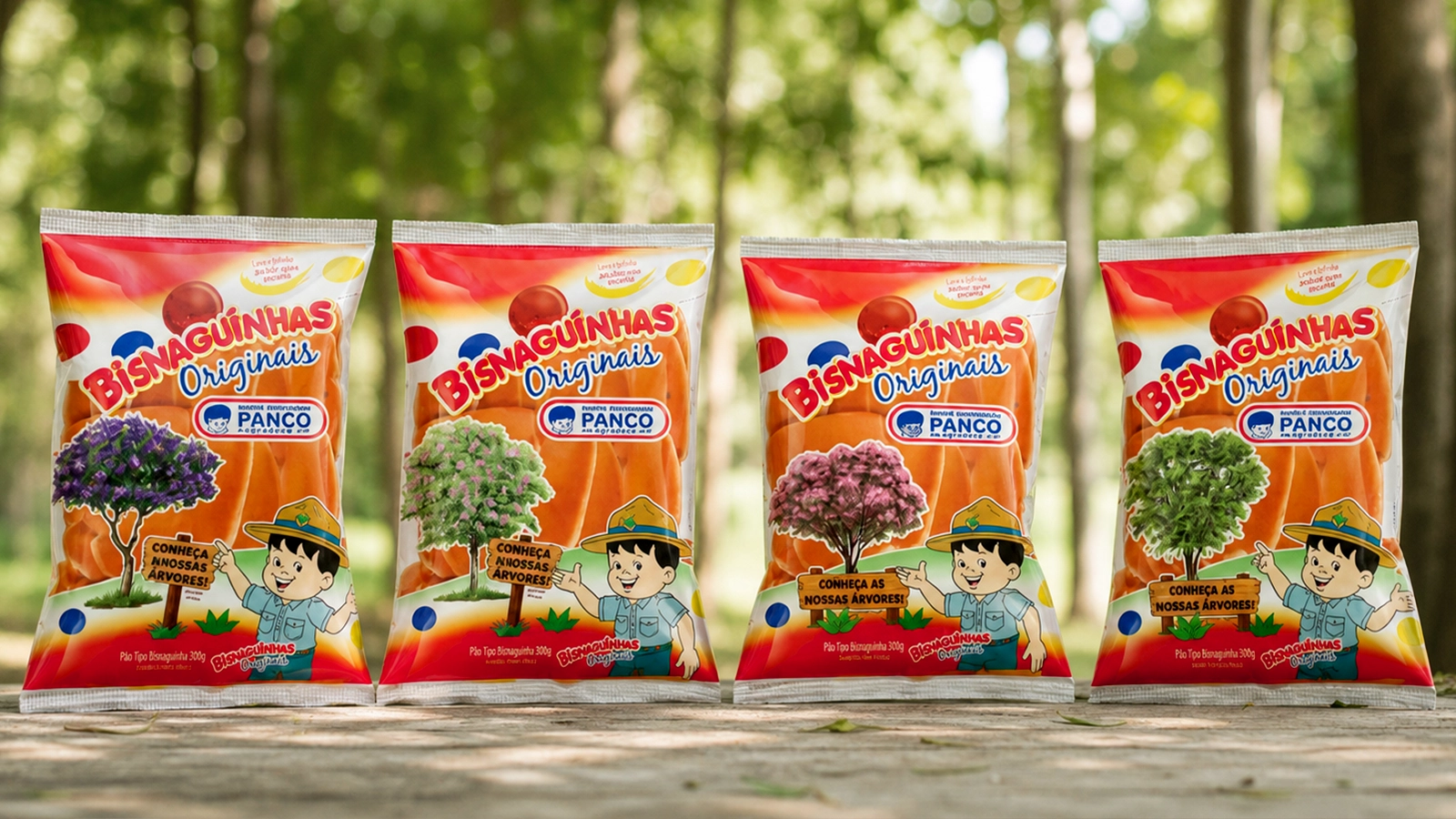 Panco — Bisnaguinhas packaging with different tree illustrations