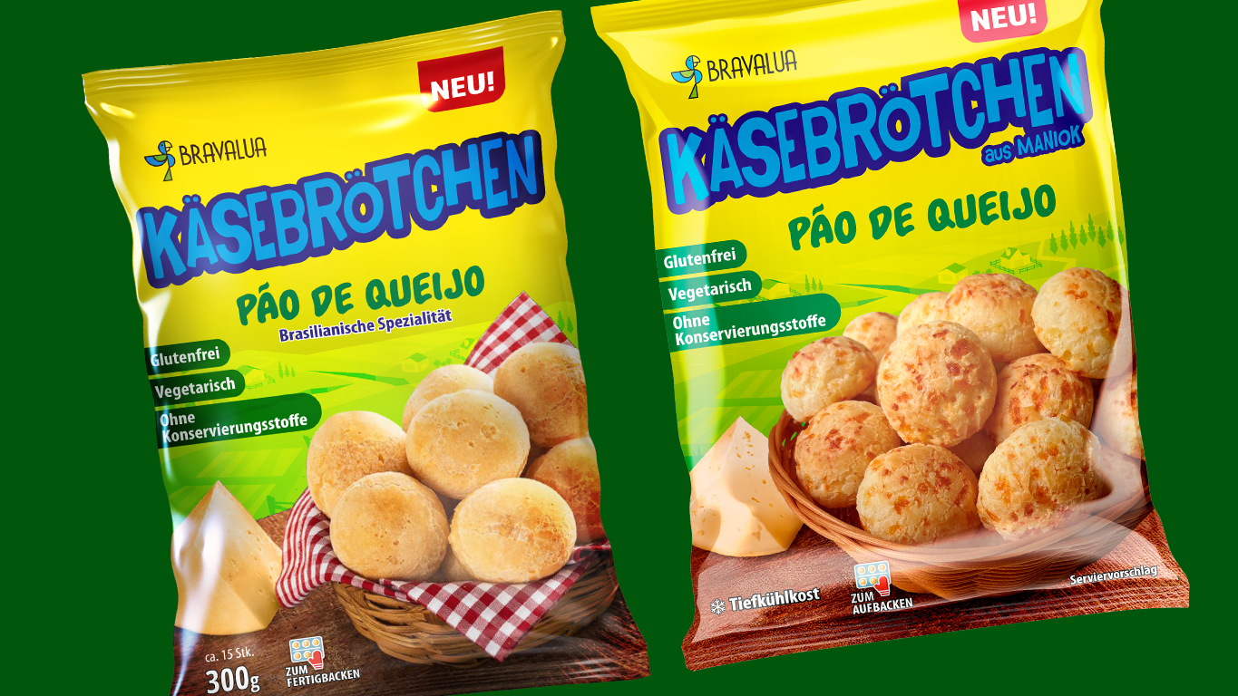 Bravalua — Käsebrötchen Pão de Queijo packaging